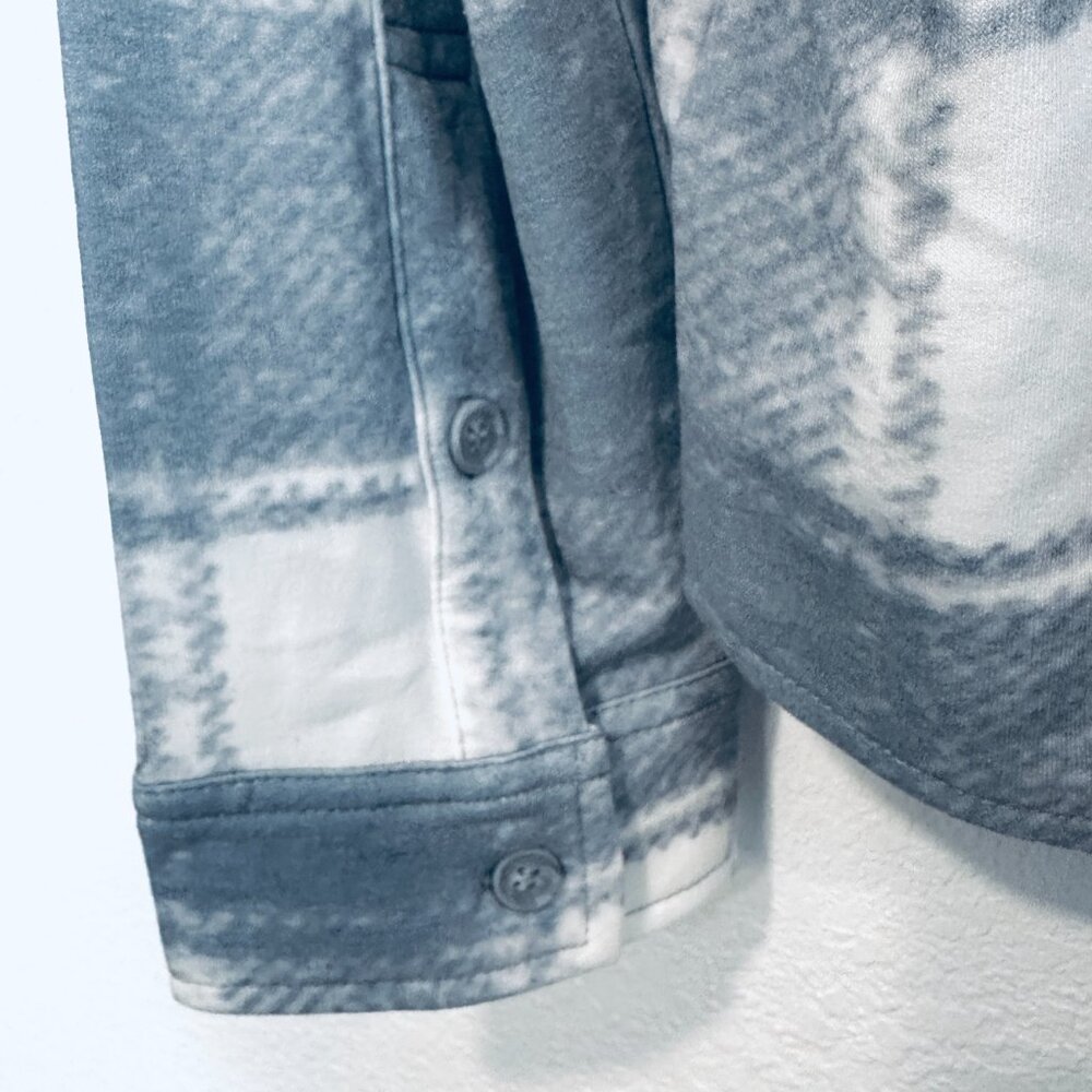 NEW 32 Degrees Heat Button Up Shirt Soft Stretch Plaid Gray White Women Sz Large - Picture 6 of 9